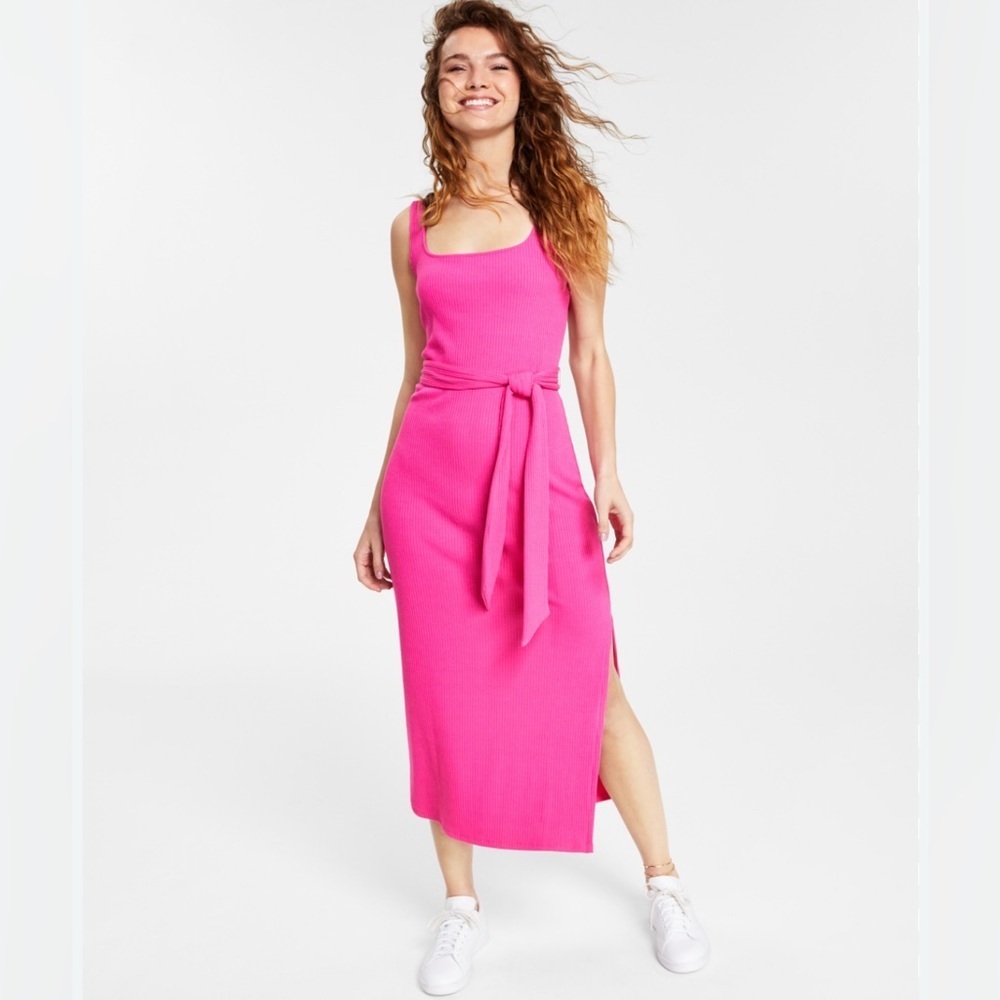 Bar III NWT Square Neck, Ribbed, Belted, Sleeveless/Tank Maxi Dress Size XL